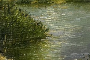 Obraz krajiny "Jezírko po dešti" 14,5 × 19,5 cm