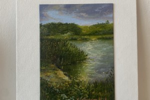 Obraz krajiny "Jezírko po dešti" 14,5 × 19,5 cm