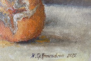 Obraz zátiší malovaný olejem "Mandarinky" 24 × 18 cm