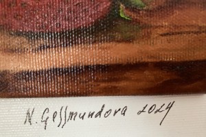Realistická olejomalba "Jahody", 18 × 13 cm