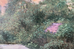 Ručně malovaná krajina olejem "Svítání v Bílině" 42 × 34 cm