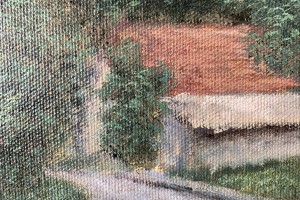 Ručně malovaná krajina olejem "Svítání v Bílině" 42 × 34 cm