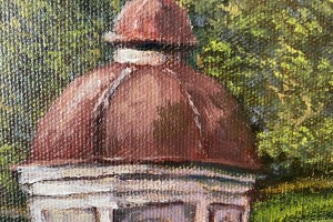 Kresba pod olejomalbou "Kyselka za starých času" 40 × 30 cm