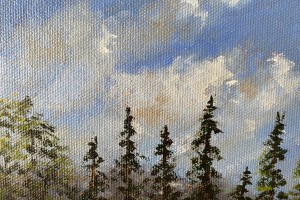 Kresba pod olejomalbou "Kyselka za starých času" 40 × 30 cm