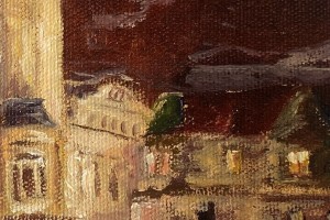 Olejomalba na plátně "Noční magie města" 19,5 × 15 cm