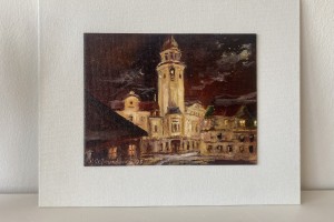 Olejomalba na plátně "Noční magie města" 19,5 × 15 cm