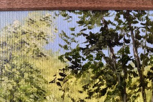 Impresionistická miniaturní obraz krajiny "Lesní jezírko" 24 × 18 cm