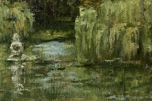 Obraz na plátně "Rybník u zámecké zahrady" 19,5 × 14,5 cm