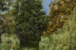 Obraz na plátně "Rybník u zámecké zahrady" 19,5 × 14,5 cm