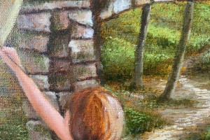 Žánrový portrét na plátně "Obnovuji Bořenskou bránu" 51 × 38 cm