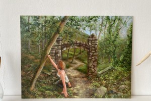 Žánrový portrét na plátně "Obnovuji Bořenskou bránu" 51 × 38 cm