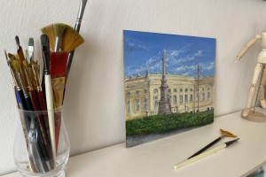 Obraz krajiny z plenéru "Lázně Kyselka" 30 × 24 cm