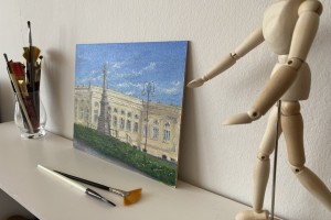 Obraz krajiny z plenéru "Lázně Kyselka" 30 × 24 cm