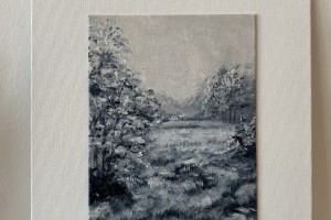 Obraz malovaný olejem na plátně "Zimní krajina" 14,2 × 19,5 cm