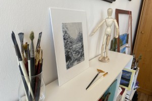 Obraz malovaný olejem na plátně "Zimní krajina" 14,2 × 19,5 cm