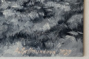 Obraz malovaný olejem na plátně "Zimní krajina" 14,2 × 19,5 cm