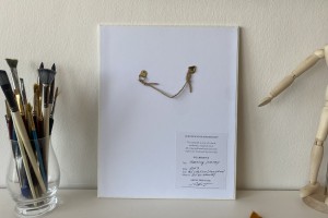 Miniaturní olejomalba s paspartu "Ranní cesta" 14,5 × 19,5 cm