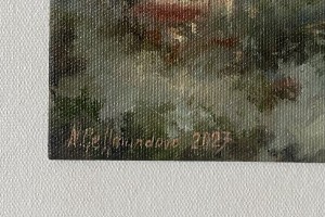 Miniaturní obraz na plátně "Bílina ve mlze" 19 × 14 cm