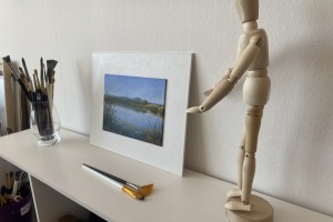 Miniaturní obraz krajiny "Letní jezírko" 19 × 14 cm