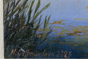 Miniaturní obraz krajiny "Letní jezírko" 19 × 14 cm