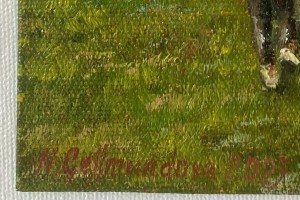 Portrét na plátně "Cestou po louce" 14 × 19 cm