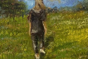 Portrét na plátně "Cestou po louce" 14 × 19 cm