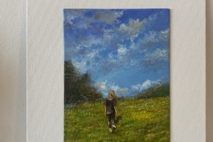 Portrét na plátně "Cestou po louce" 14 × 19 cm