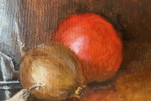 Obraz ručně malovaný olejem na plátně "Zátiší se zeleninou" 30 × 24 cm