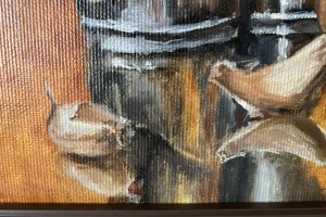Obraz ručně malovaný olejem na plátně "Zátiší se zeleninou" 30 × 24 cm