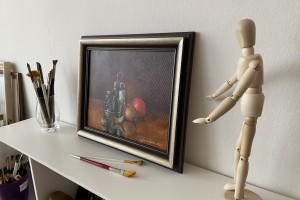 Obraz ručně malovaný olejem na plátně "Zátiší se zeleninou" 30 × 24 cm
