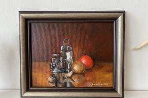 Obraz ručně malovaný olejem na plátně "Zátiší se zeleninou" 30 × 24 cm