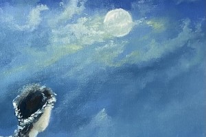 Abstraktní olejomalba "Příliv" ručně malovaná 50 × 70 cm