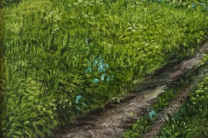 Ručně malovaný obraz krajiny "Pohled na Bílinu" 39 × 29 cm