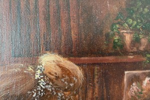 Klasický portrét olejem "Večerní hodiny" 34 × 42 cm