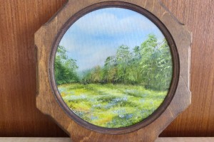 Ručně malovaný obraz "Na okraji města" 15 × 15 cm