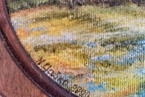 Ručně malovaný obraz "Na okraji města" 15 × 15 cm
