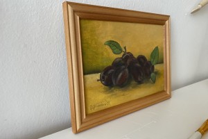 Obraz malovaný olejem na plátně "Zátiší se švestkami" 18 × 13 cm