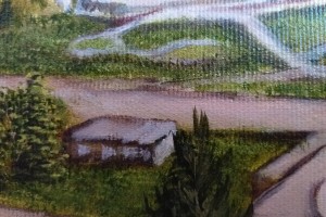 Obraz krajiny malovaný olejovými barvami "Medeo" 52 × 39 cm