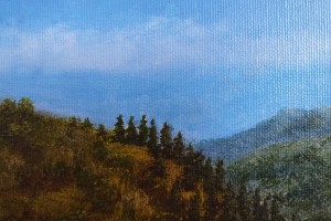 Obraz krajiny malovaný olejovými barvami "Medeo" 52 × 39 cm