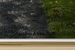 Ručně malovaný obraz na plátně "Bílinský zámek" 42 × 34 cm.