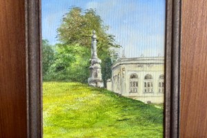 Ručně malovaný obraz "Bílina - Areál Kyselka" 14 × 19 cm