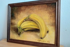 Obraz na plátně "Zátiší s banány" 24 × 18 cm