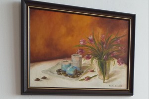Zarámovaný obraz "Zátiší s tulipány" 42,5 × 29,5 cm