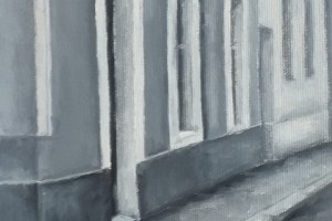 Ručně malovaný obraz městské krajiny "Pohled na radnici" 52 × 39 cm