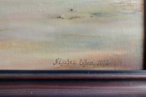 Žánrový obraz olejem na plátně "Pod sluncem" 39 × 57,7 cm