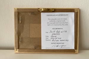 Miniaturní obraz na plátně "Zátiší s hrozny" 15 × 10 cm