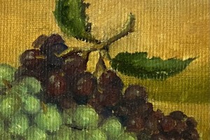 Miniaturní obraz na plátně "Zátiší s hrozny" 15 × 10 cm
