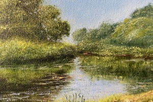 Ručně malovaný obraz krajiny "Na březích Irtyše" 40 × 30 cm