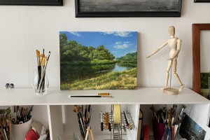 Ručně malovaný obraz krajiny "Na březích Irtyše" 40 × 30 cm
