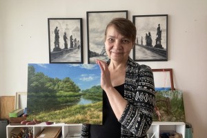 Ručně malovaný obraz krajiny "Na březích Irtyše" 40 × 30 cm